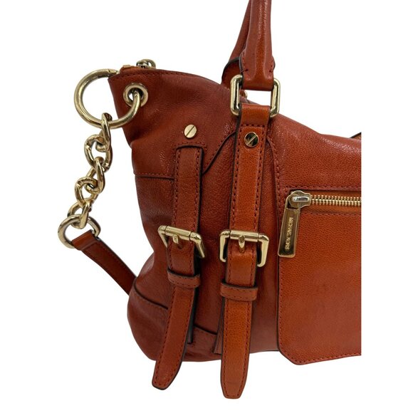 Michael Kors Luxury Burnt Orange Genuine Leather Large Slim Satchel Shoulder Bag - Picture 3 of 16